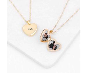 Personalised Initials Heart Photo Locket Gold