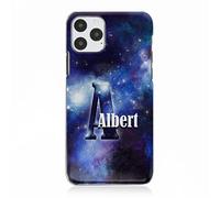 Personalised Initials Phone Case For Apple iPhones, 16, 15, 14,13, 12, 11, Pro Max, Mini, XR, SEBlue Initial Name, Star Galaxy Universe Hard Phone Cover, Space Phone Case For Boys