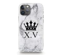 Personalised Initials Phone Case For Huawei P Phones, P Smart, P9, P20, P30, P40 Pro, Lite, King Queen Crown Monogram on Grey Marble Hard Phone Cover, Marble Phone Case