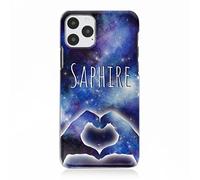 Personalised Initials Phone Case For Huawei P Phones, P Smart, P9, P20, P30, P40 Pro, Lite, White Name, Blue Heart Galaxy Star Hard Phone Cover, Heart Phone Case