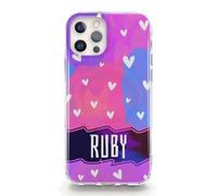 Personalised Initials Phone Case For Huawei Phones, Nova 5T, Mate 30,10, 20 Pro, Lite, Honor 8, 9, Custom Plastic Hard Phone Cover, Black Name Yellow Hearts on White and Pink Marble Phone Case
