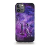 Personalised Initials Phone Case For Samsung Galaxy A Phones, A15, A16 A34, A36, A51, A52, A52S, A53, A54, A55, A56, White Name Initial, Purple Marble Galaxy Hard Phone Cover, Star Phone Case