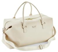 Personalised Initials Vegan Faux Leather Weekend Holdall Bag With Detachable Strap - Custom Monogram Gifts For Her (Cream)
