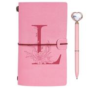 Personalised Intimate Diary Gift, Initial PU Leather Notebook, Virgin Travel Diary with Diamond Heart Pen, Christmas Birthday Gifts for Women Mom Daughter Sister Best Friend L