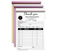 Personalised Invoice Book Custom 2 Part/3 Part Receipt Book Quote Estimate Order Forms Carbonless Form with Your Company Name Logo Address,2-10 Books (Style 12)