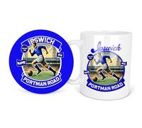Personalised Ipswich Football Mug & Coaster Nostalgic Cup and Drink Mat Retro Football Dad Grandad Birthday Gift for Him NFC43