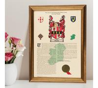 Personalised Irish Coat of Arms and Surname History Print - Framed