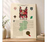 Personalised Irish Coat of Arms and Surname History Print - Unframed