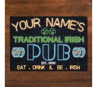 Personalised Irish pub Bar Neon Effect Sign Custom Wall Decor Metal Plaque