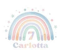 Personalised Iron-On Transfer for Textiles, Birthday, Desired Name, Desired Number, Personalised, Children, Rainbow, Stars, Pastel, Watercolour, T-Shirt, Jumper, Body, Children's Birthday, DIY, Gift