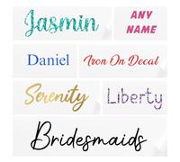 Personalised Iron On Vinyl Name Stickers | 21 Colours | Perfect for Fabrics Polyester T-Shirts Jumpers School Bag | Vinyl Decal | Organising Labels | Custom Business Decals | Calligraphy Stickers