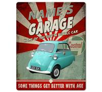 Personalised Isetta Bubble Car Metal Wall Sign, Custom Vintage Car Garage Plaque, Retro Classic Cars Sign, Man Cave, Car Shed, Mechanic Sign Decor Birthday Father's Day Gift - CS14