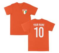 Personalised Ivory Coast Flag Tshirt Custom Name and Number Cote D'Ivoire Football T Shirt Soccer Tee Gift, 3XL, Orange