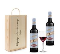 Personalised Jam Shed Red Wine Gift Set - (2 x 75cl) (Happy Anniversary, 750ml, Red Wine)