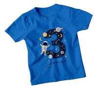Personalised James Astronaut Space 3rd Birthday Kids T-Shirt Boys Girls Childrens Outer Space Explorer Tee 9-11 Years Royal Blue