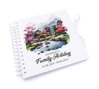 Personalised Japan Holiday Memory Scrapbook Journal Photo Albums (Cherry blossom tree garden, 8 x 8 Inches)