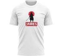 Personalised Japanese Kendo T Shirt Men Custom Samurai Tee Anime Warrior Top, XL, White