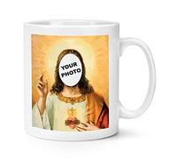 Personalised Jesus Cut Out Any Photo 10oz Mug Cup Funny Joke