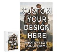 Personalised Jigsaw Puzzle 300/500/1000 Pieces, Customizable with photos/text/names/logos, Customised Wood with Picture Gifts for Christmas Wedding Birthday Family Valentines Day