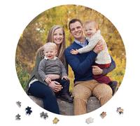 Personalised Jigsaw Puzzles for Adults 312 Pieces,Round Wooden Custom Puzzle with Your Phtoto,Birthday Gifts for Mom Dad,Personalised Puzzles Gifts for Family,Friend,Pet,Wedding,Graduation Gift