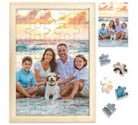 Personalised Jigsaw Puzzles with Wood Frame,35 Pieces Jigsaw Puzzles for Adults,10x15cm Wooden Custom Puzzle from Photo,Personalised Memorial Gifts for Family,Friend,Pet,Wedding,Birthday,Graduation