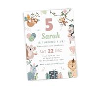 Personalised Jungle Safari Boys or Girls Party Birthday Invitations with envelopes, Safari Invites with Zebra Monkey Koala Sloth - Personalised birthday invitations (40 Invites & Envelopes)