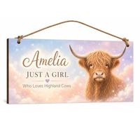 Personalised Just A Girl Who Loves Highland Cows Pastel Wall Plaque