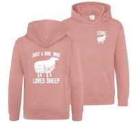 Personalised Just A Girl Who Loves Sheep Hoodie Kids Girls Lambs Farming Hooded Top, 3-4 Years, Dusty Pink