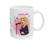 Personalised Just A Girl Who Loves Singing Lover Coffee Mug, White Ceramic Cup with Musical Notes Design, Gift for Music Enthusiasts, Her, She, Miss, Mrs