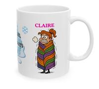 Personalised Just A Girl Who's Always Cold Winter Design Ceramic Coffee Mug, 11 oz, White, Miss, Mrs