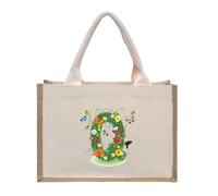 Personalised Jute Tote Bag with Letters, Cotton Canvas Beach Bag, Reusable Grocery Bag for Bridesmaid, Wedding, Shopping, Travel