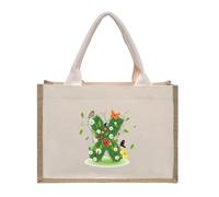 Personalised Jute Tote Bag with Letters, Cotton Canvas Beach Bag, Reusable Grocery Bag for Bridesmaid, Wedding, Shopping, Travel