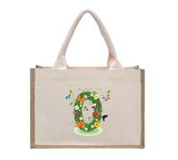 Personalised Jute Tote Bag with Letters, Cotton Canvas Beach Bag, Reusable Grocery Bag for Bridesmaid, Wedding, Shopping, Travel