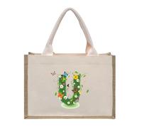 Personalised Jute Tote Bag with Letters, Cotton Canvas Beach Bag, Reusable Grocery Bag for Bridesmaid, Wedding, Shopping, Travel