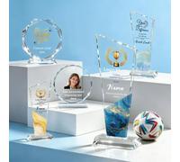 Personalised K9 Crystal Trophy, Custom Crystal Award with Photo Logo Text, Glass Plaque for Corporate Employee Recognition, Retirement Gifts, Sports Awards & Golf Trophies (Personalized Trophy 02)