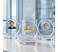 Personalised K9 Crystal Trophy Custom Crystal Awards with Text Logo Photo | Premium Glass Keepsake for Employee Recognition, Retirement, Corporate Recognition, Competition, Boss, Teacher, Parents