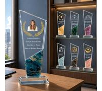 Personalised K9 Crystal Trophy Custom Crystal Awards with Text Logo Photo | Premium Glass Keepsake for Employee Recognition, Retirement, Corporate Recognition, Competition, Boss, Teacher, Parents