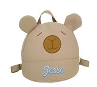 Personalised Kapibala Toddler Backpack - Custom Embroidered Name Kids Backpack, Small School Backpack & Nursery Bag for Boys & Girls, Perfect Back to School Gift (Light Brown)