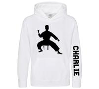 Personalised Karate Boys Hoodie Custom Name Sleeve Print Kids Hooded Top