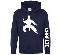 Personalised Karate Boys Hoodie Custom Name Sleeve Print Kids Hooded Top