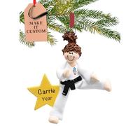 Personalised Karate Ornament 2025 - Fast & Free 24h Customisation - Sport Christmas Ornaments for Tree - Custom Gift Wrapped Black Belt Girl Keepsake for Martial Artists