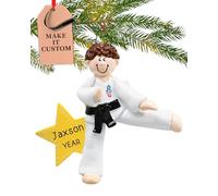 Personalised Karate Ornament 2025 - Fast & Free 24h Customisation - Sport Christmas Ornaments for Tree - Custom Gift Wrapped Black Belt Boy Keepsake for Martial Artists