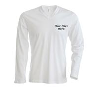 Personalised Kariban Long Sleeve V-Neck T-Shirt Embroidered Logo Text Gym Sports
