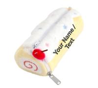 Personalised Kawaii Plush Swiss Roll Cake Pencil Case with Embroidered Name (Yellow)