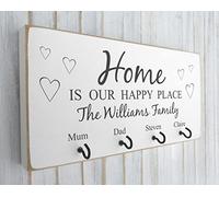 Personalised Key Hook Hanging Shabby & Chic Home is Our Happy Place