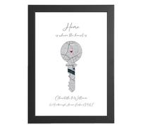 Personalised Key Map Print - Custom Gift for Couples House Warming Gift | Unique Keepsake of a Special Location, Anniversaries, Valentine’s, Birthdays & New Home, First Home Together Keepsake