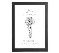 Personalised Key Map Print - Unique Gift for Couples | Custom Home Location Keepsake, Ideal for Housewarming, Anniversaries, Valentine's, Birthdays, Christmas First Home & New Beginnings Artwork