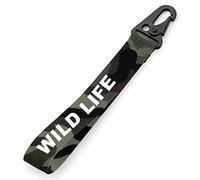 Personalised Key Ring/Key Chain/Running Strap - Printed with Name or message - Very strong Clasp (Green Camo)