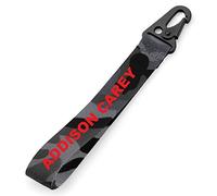 Personalised Key Ring/Key Chain/Running Strap - Printed with Name or message - Very strong Clasp (Grey Camo)