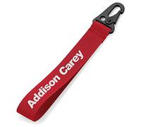 Personalised Key Ring/Key Chain/Running Strap - Printed with Name or message - Very strong Clasp (Red)